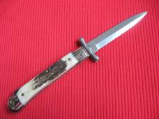 Italian MEDICI Style Stag Swing Guard STILETTO Switchblade Knife