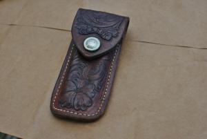 Buck Classic 510 Tooled Sheath ONLY Brown Tight Snap No Damage