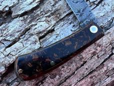 JEFF PEARCE CUSTOM WWII RAG MICARTA DAMASCUS SMALL ZULU 