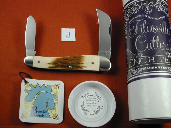 Titusville Cutlery Mammoth Ivory Bark Rooster Comb Farmer Knife Super Rare 1 of 70 COA USA Made 2024