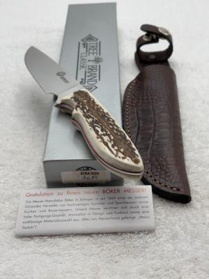 Boker Stag Handle Hunting  Camp Fixed Blade Made In Argentina NIB