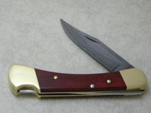 Buck USA Designers Choice Model 110 Wood amp Damascus Folding Hunter Lockback Knife c2002