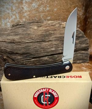 RoseCraft Blades Overall Creek Farm Hand RCT022-BSW Black Sandalwood D2 Drop Point