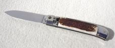 NOS AKC 8" ITALIAN SWITCHBLADE GENUINE STAG LEVER LOCK MANIAGO ITALY