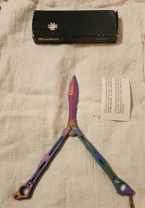 Spyderco Spyderfly Rainbow Butterfly Knife 4-18quot Stainless Blade -