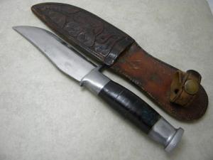 Unbranded Stacked Leather Fixed Blade Knife wLeather Sheath