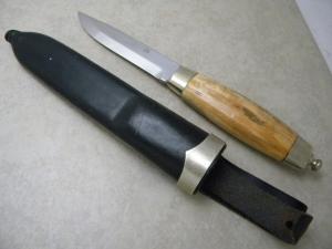 Brusletto Geilo Made in Norway Burl Wood Fixed Blade Knife wSheath