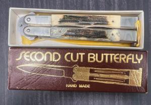 MINT Vintage Balisong Taylor Cutlery Second Cut Stag Handle AK-1415 Japan