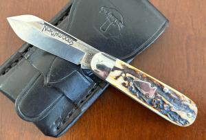 Rare Northwoods Bullet Jack Folding Knife Beautiful Stag Unused 