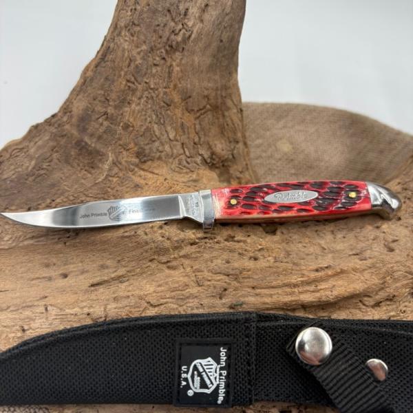 John Primble Trout Red Jigged Bone Fixed Blade Sheath Knife JP30013RB (147B)