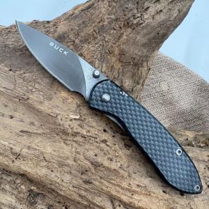 Buck Nobleman 327 Carbon Fiber Print Handle Drop Point Pocket Clip 151