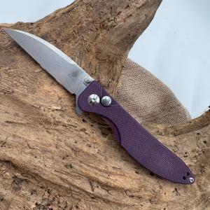 Kizer Swayback Folding Knife Purple Scales Button Lock N690 Wharncliffe  119