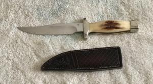 Vintage Custom Norm Levine Dragon Knives Stag Bowie Style Boot Knife