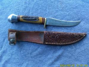 Jr Buffalo Skinner FA Bower Stag Fixed Blade Germany Bird amp Trout Knife