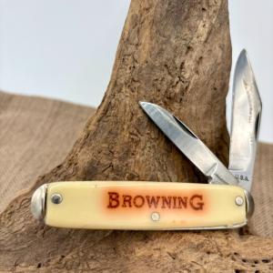 Rare Vintage Browning Novelty 2 Blade Folder Pocket Knife USA  Advertising 105