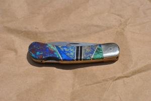 Camillus Knife Santa Fe Stone Works Handle Other Side Wood Knife Is Mint Last Camillus Tang Stamp