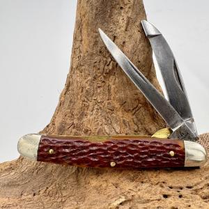 Crosman 918A 2 Blade Vintage Folding Pocket Knife Jigged Delrin Handles 131