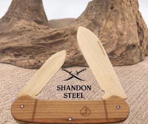JJs Knife Kit New Two Blade Wooden Canoe Traditional Pocket Knife Kit JJ5
