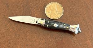 Rare Miniature Keychain 1950s Fish Switchblade Knife Maniago Italy Unused