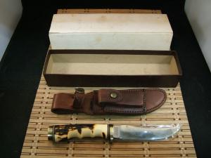 SCHRADE UNCLE HENRY 153UH GOLDEN SPIKE FIXED CARBON STEEL BLADE HUNTING KNIFE WITH SHEATH amp STOVE