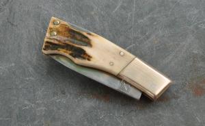 Taylor Seki Japan Stag Mint Mirror Polished 3" Closed Mint Long Nickel Bolster Brass Lined 1980