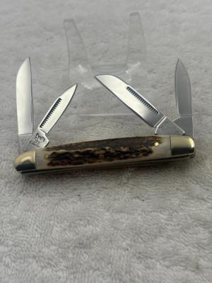 Hen & Rooster C Bertram Stag Handle 4 Blade Congress 214-DS Pocket Knife (#85)