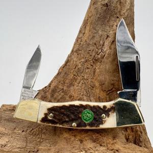 HEN & ROOSTER GERMANY RARE STAG HANDLES 2 BLADE FOLDING BUTTERBEAN 452-DS (170)