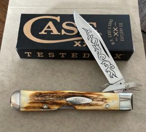 Case 1977 Blue Scrolled Stag Cheetah
