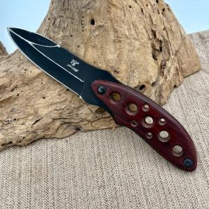 Frost Cutlery Spear Point Fixed Blade 8" Knife Black Blade Wood Handle (108A)