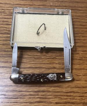 VINTAGE 1955-1973 SCHRADE WALDEN NY USA 708 "SCOUT KNIFE" - 2 3/4" CLOSED - DISPLAY BOX