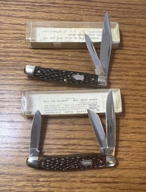 2 VINTAGE 74-79 SCHRADE NY USA 233 amp 855 POCKET KNIVES amp VIEW TUBE BOXS