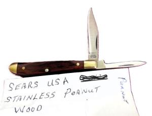 VINTAGE SEARS USA WOOD SCALES 3quot PEANUT KNIFE PREOWNED STORED amp VERY NICE