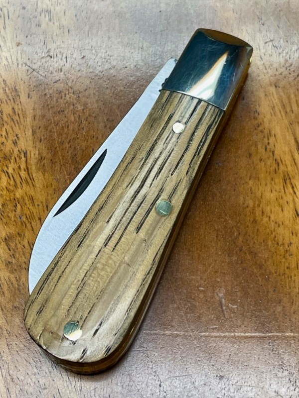 A Wright And Son Traditional Barlow Pocket Knife With Wharncliffe Blade And Whisky Oak Handles