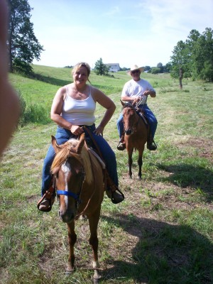 Deb and I riding Babe and Tessa