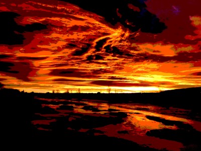 Nuclear firestorm over molten river of lava