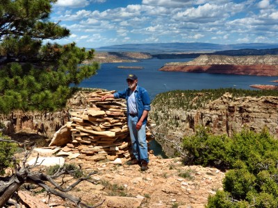 Looking west down the canyon towards Alcova Reservoir.  I'm about 600 feet above the water.