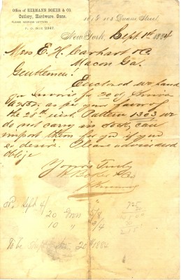 H. Boker letter - 1884.jpg