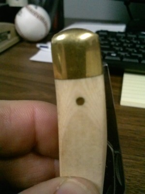 here you can see the layers of micarta