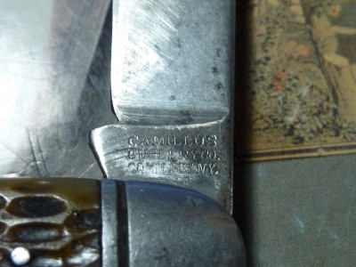 4 line Camillus Camp Knife with Peach Seed bone handle 1941-1946