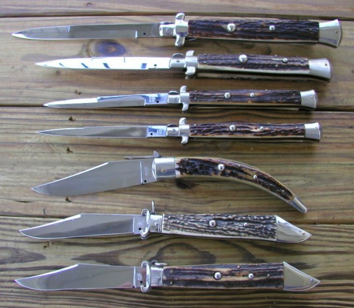 The largest knife is 18" and the smallest is 12-3/8" so they are all a handful.