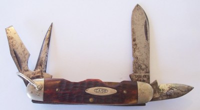 case xx 1970 red bone scout knife 6445R before1.jpg