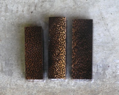 The different sizes I will be selling in a few weeks. 3-3/4 x 1-1/4, 4-1/2 x 1-1/4, and 4-1/2 x 1-1/2. The smallest size will have a few pieces about 2 inches thick or so to slice off what's needed for folders and save a few bucks.
