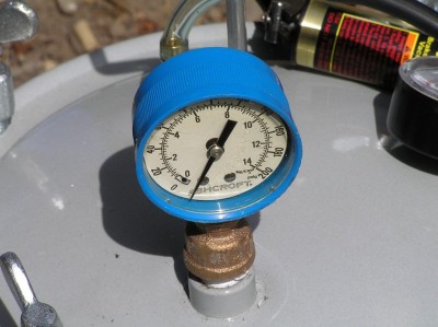Notice the pressure gauge. I removed the pin so that it can go below 0 PSI without bending the needle. Then I just put everything back together.