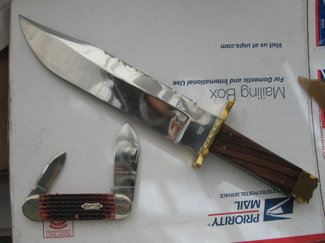 Reg Cooper 10" rosewood with filework, mirror polished, hunter's Sheffield Bowie.