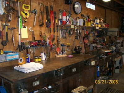 This doesn't happen often, I can see the top of my work bench. It's usally covered up with multible projects. I got lucky and have sheet metal work surface on my main work bench. The metal makes a good work surface.
