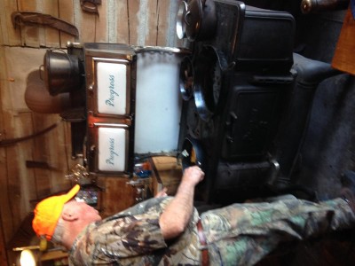 Tony and his wood burning cook stove.  Man does he know how to cook !
