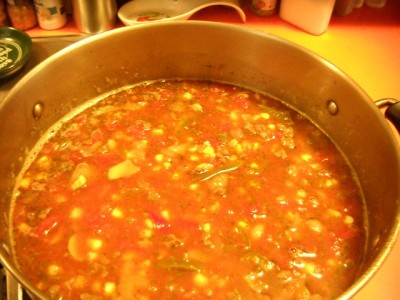 all ingredients coming to a slight boil