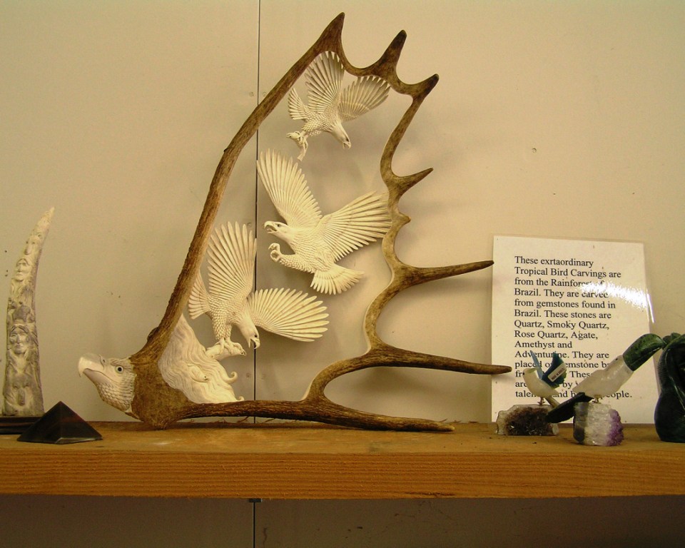 Eagle from Moose Antler Carving