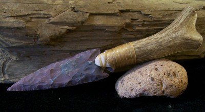 Agate & deer antler stone knife.JPG