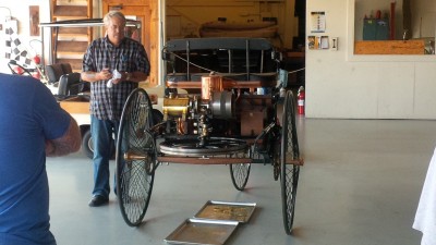 1885 Benz, rear view of horizontal flywheel